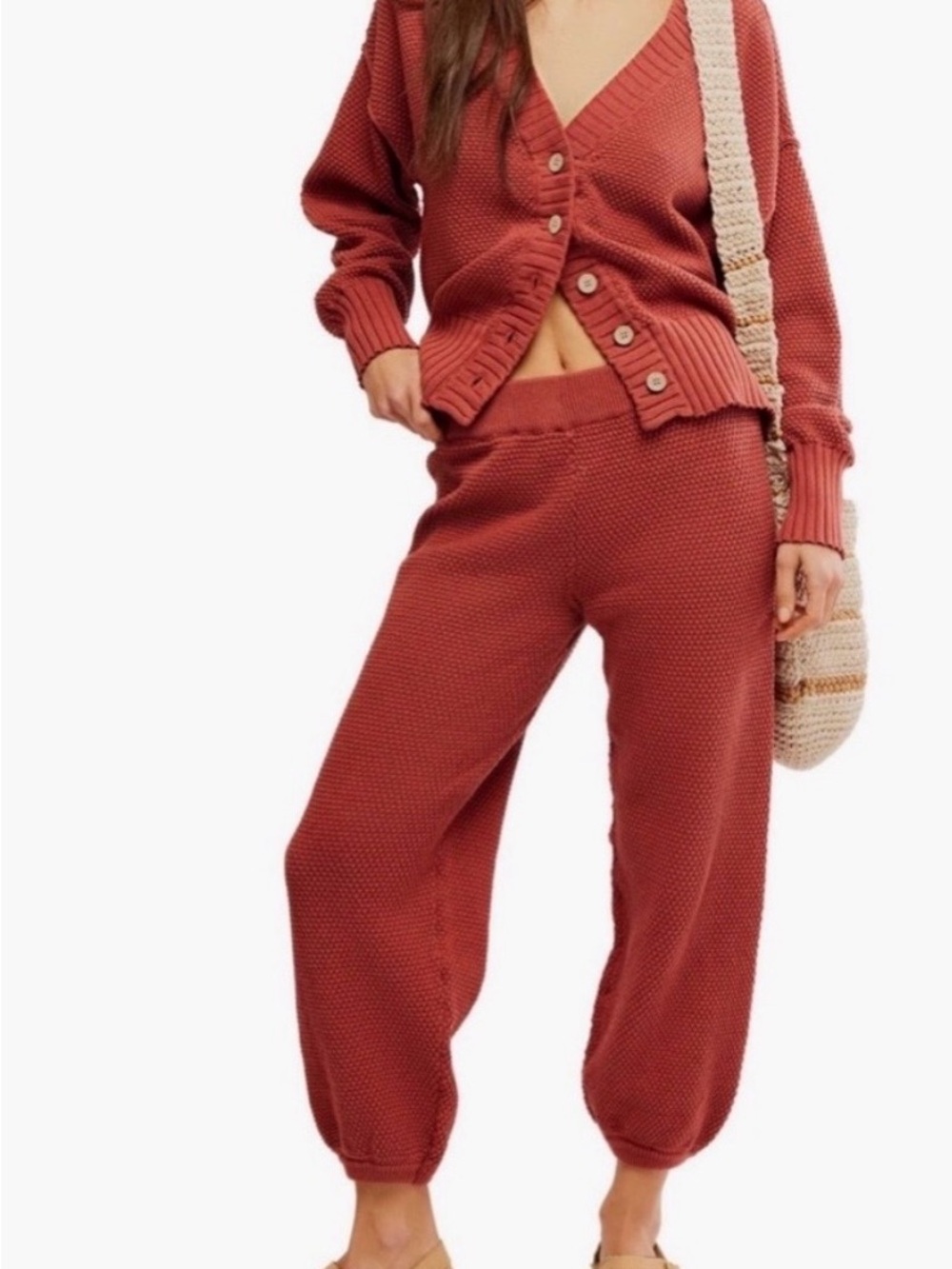 Free people Beach Hailee waffle stitch cardigan and Jogger set (Bin A2-073)